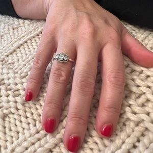 Pandora Three Stone Vintage Ring Size 8 Sterling Silver